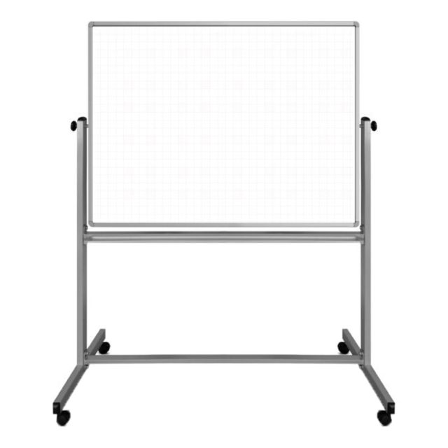 Luxor Ghost Grid Double-Sided Magnetic Mobile Dry-Erase Whiteboard, 36in x 48in, Aluminum Frame With Silver Finish MPN:MB4836LB
