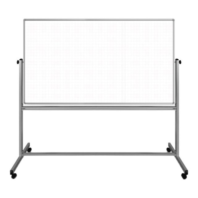 Luxor Ghost Grid Double-Sided Magnetic Mobile Dry-Erase Whiteboard, 40in x 72in, Aluminum Frame With Silver Finish MPN:MB7240LB