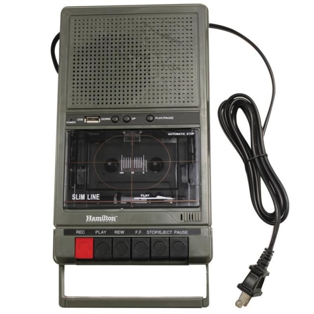 Hamilton Electronics HA802-8V Cassette Recorder, 10inH x 6inW x 2inD, Gray, HECHA802 MPN:HECHA802