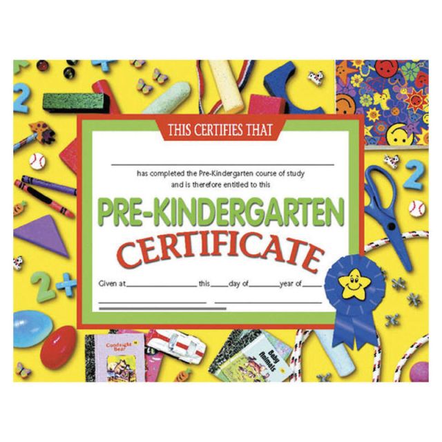Hayes Pre-Kindergarten Certificates, 8 1/2in x 11in, Multicolor, 30 Certificates Per Pack, Bundle Of 6 Packs (Min Order Qty 2) MPN:H-VA600BN