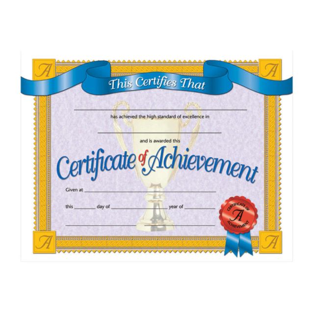 Hayes Publishing Certificate Of Achievement, 8 1/2in x 11in, Multicolor, Pack Of 30 (Min Order Qty 7) MPN:H-VA608