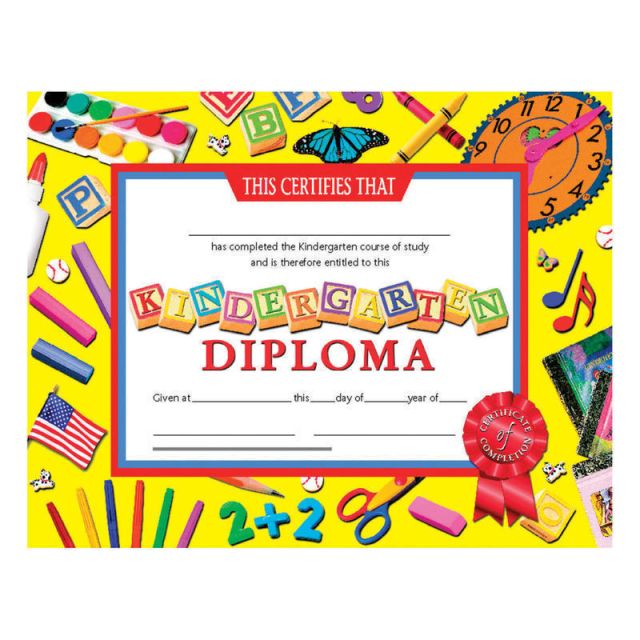Hayes Kindergarten Diplomas, 8 1/2in x 11in, Multicolor, 30 Certificates Per Pack, Bundle Of 6 Packs (Min Order Qty 2) MPN:H-VA703BN