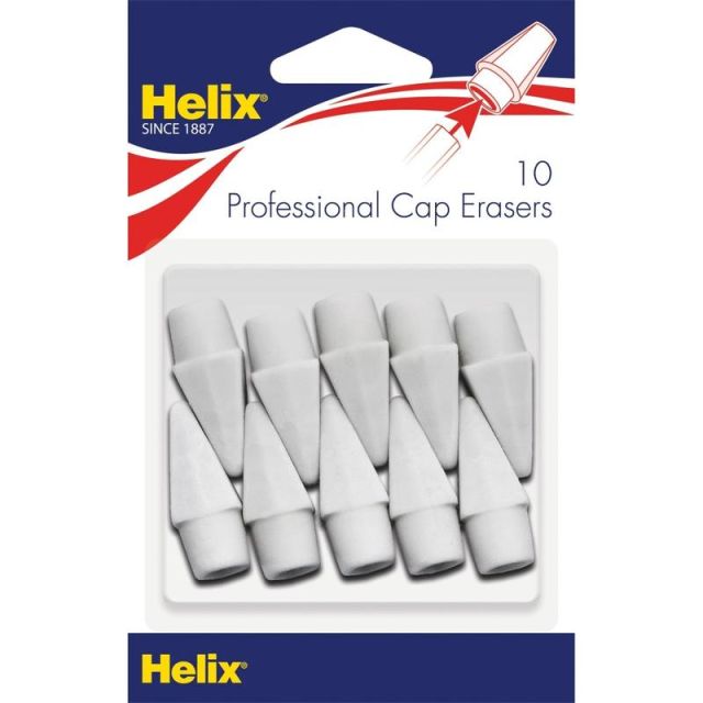 Helix Professional Hi-polymer Pencil Cap Eraser - White - 3.5in Width x 0.6in Height x - 5.4in Length - 10 / Pack - Latex-free, PVC-free (Min Order Qty 43) MPN:37360
