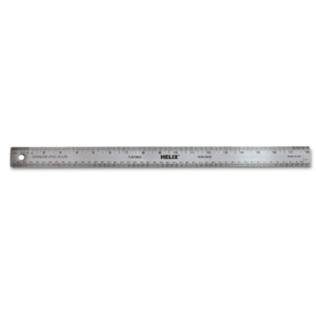 Helix Stainless Steel Ruler - 18in Length - Metric, Imperial Measuring System - Stainless Steel (Min Order Qty 8) MPN:13018