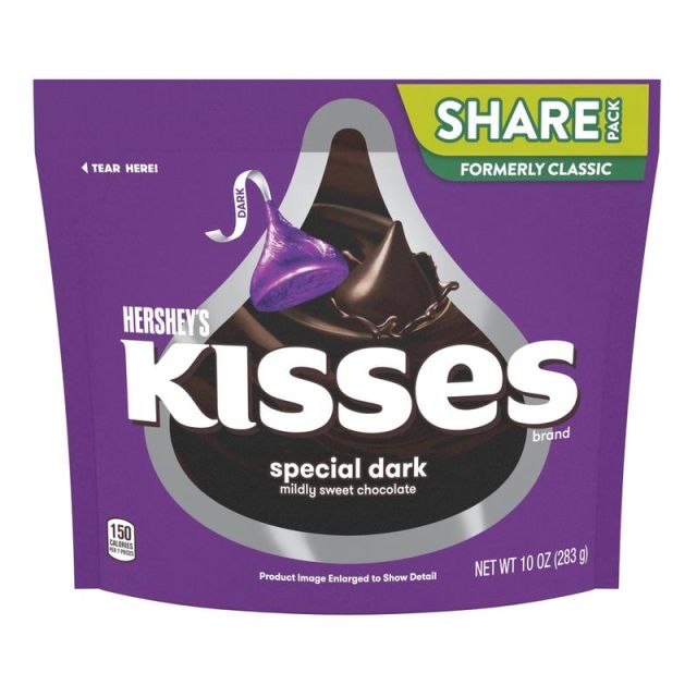 Hersheys Kisses Dark Chocolate Candy, 10 Oz, Pack Of 3 Bags (Min Order Qty 2) MPN:21490
