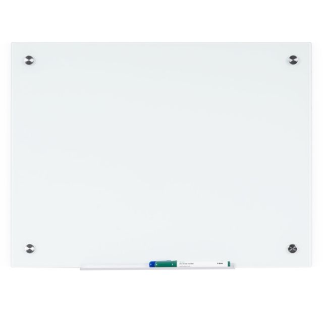 Bi-silque Magnetic Glass Dry Erase Board - 18in (1.5 ft) Width x 24in (2 ft) Height - White Glass Surface - Rectangle - Horizontal/Vertical - 1 Each MPN:GL040107