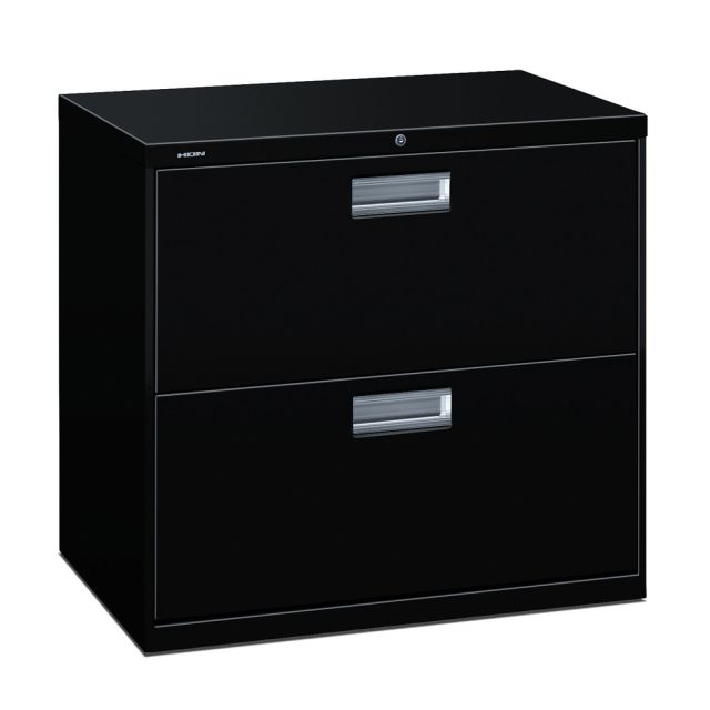 HON Brigade 600 30inW Lateral 2-Drawer File Cabinet, Metal, Black 672LP File Cabinets