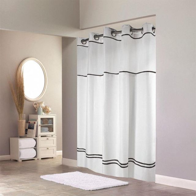Shower Curtain 74 in L Black White MPN:HBH40MYS0110SL74