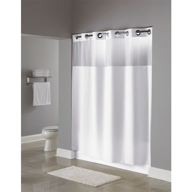 Shower Curtain 74 in L 71 in W White MPN:HBH49MYS01SL74