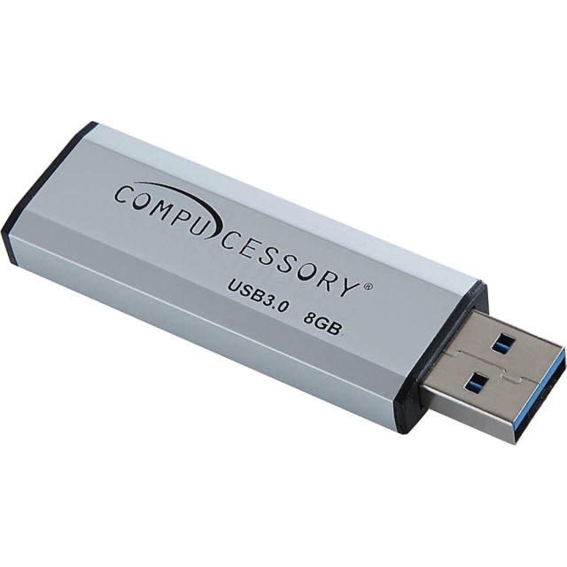 Compucessory 8GB USB 3.0 Flash Drive - 8 GB - USB 3.0 - Silver (Min Order Qty 6) MPN:26468