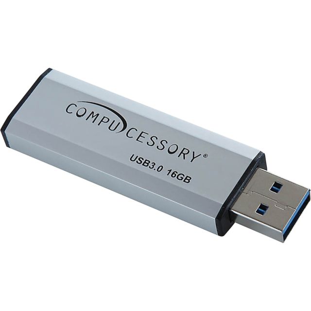 Compucessory 16GB USB 3.0 Flash Drive - 16 GB - USB 3.0 - Silver (Min Order Qty 5) MPN:26469