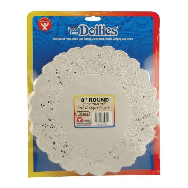Hygloss Round Paper Lace Doilies, 8in, White, 100 Doilies Per Pack, Set Of 3 Packs MPN:HYG10081-3