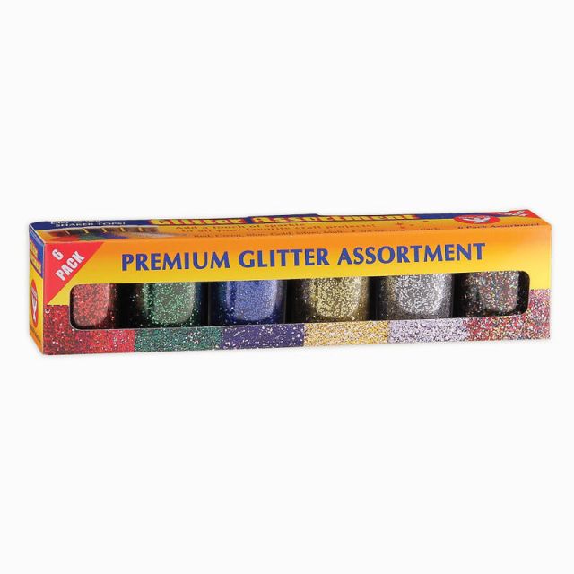 Hygloss Glitter Assortments, 0.75 Oz, Assorted Colors, 6 Packs Per Set, Pack Of 3 Sets (Min Order Qty 2) MPN:HYG37506-3