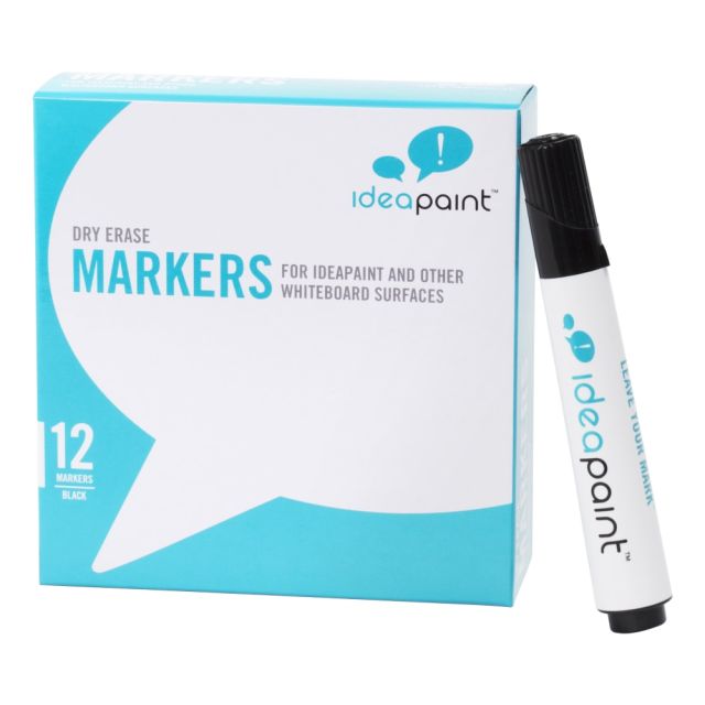 IdeaPaint Dry-Erase Markers, Bullet Point, White Barrel, Black Ink, Pack Of 12 Markers (Min Order Qty 3) MPN:ACDM120001