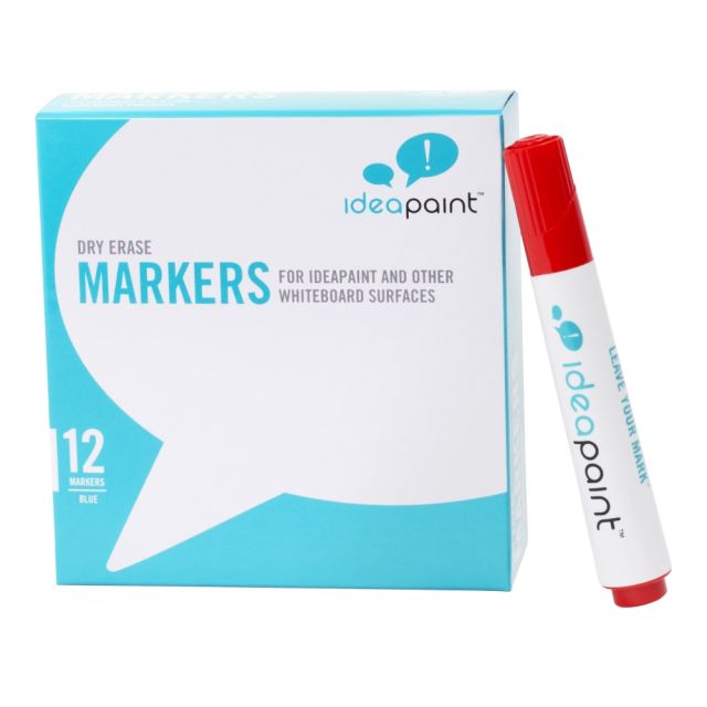 IdeaPaint Dry-Erase Markers, Bullet Point, White Barrel, Red Ink, Pack Of 12 Markers (Min Order Qty 3) MPN:ACDM120003