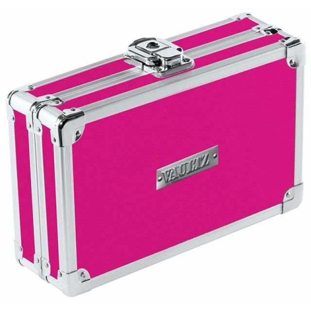 Vaultz Premium Locking Pencil Box, 8-3/4inH x 5-1/4inW x 6inD, Pink (Min Order Qty 6) VZ00774-12