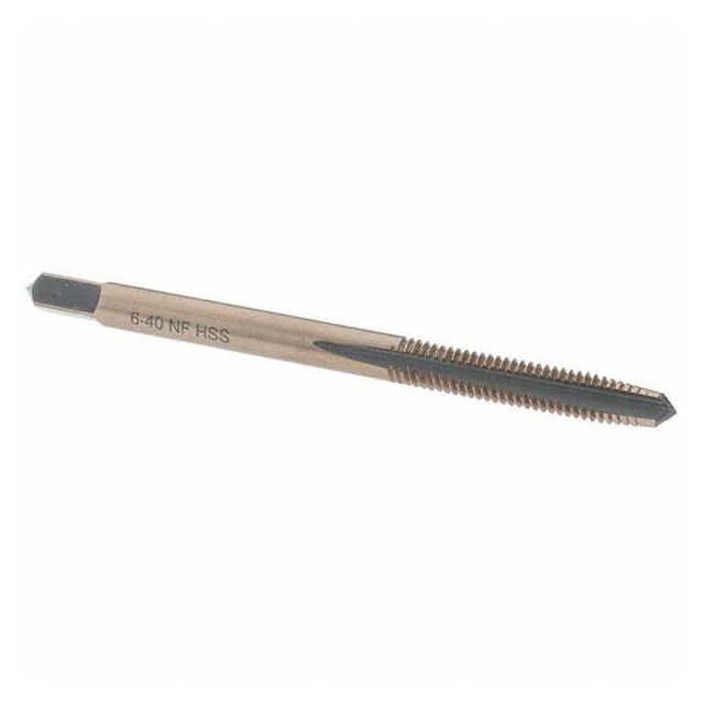 Straight Flute Tap: #6-40 UNF, 3 Flutes, Taper, High Speed Steel, Gold/Oxide Coated MPN:BDNA-20768