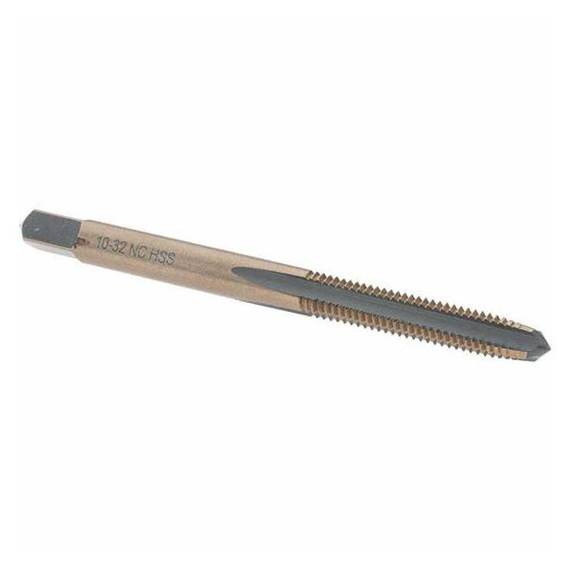 Straight Flute Tap: #10-32 UNF, 4 Flutes, Taper, High Speed Steel, Gold/Oxide Coated MPN:BDNA-20770