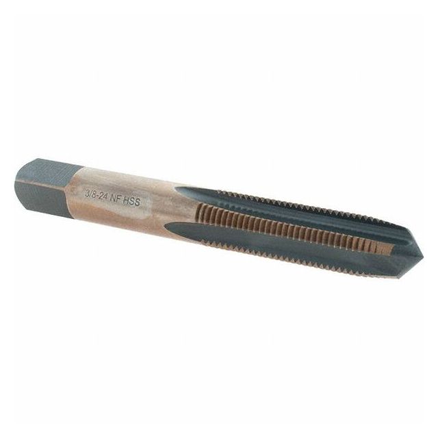 Straight Flute Tap: 3/8-24 UNF, 4 Flutes, Taper, High Speed Steel, Gold/Oxide Coated MPN:BDNA-20774