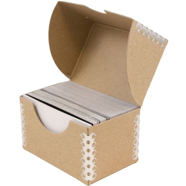 JAM Paper Business Card Box, 2 1/2inH x 4inW x 3/4inD, Natural Brown (Min Order Qty 8) MPN:9064 201