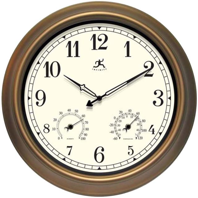 Infinity Instruments Round Wall Clock, 18in, Bronze/Ivory MPN:12144CP-1679