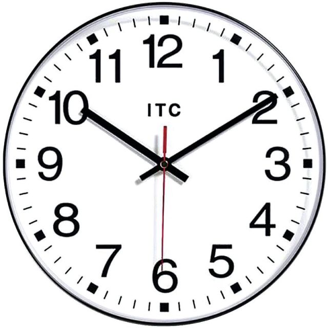 Infinity Instruments Round Wall Clock, 12in, Black/White (Min Order Qty 3) MPN:90/1201