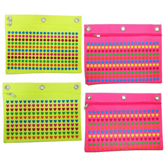 Inkology Puffy Print Binder Pencil Pouches, Assorted Colors, Pack Of 8 Pouches (Min Order Qty 2) MPN:429-5