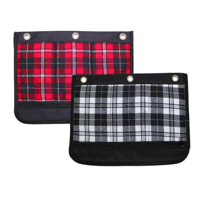 Inkology Plaid Binder Pencil Pouches, 10inH x 4-1/2inW x 1inD, Assorted Colors, Pack Of 6 Pouches (Min Order Qty 2) MPN:480-6
