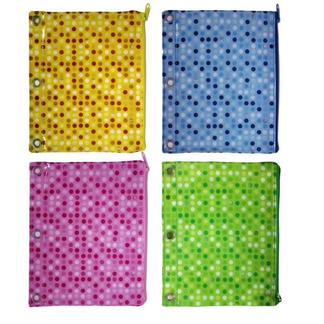 Inkology Monochromatic Polka Dot Pencil Pouches, 7-1/2in x 9-1/2in, Assorted Colors, Pack Of 8 (Min Order Qty 2) MPN:483-7