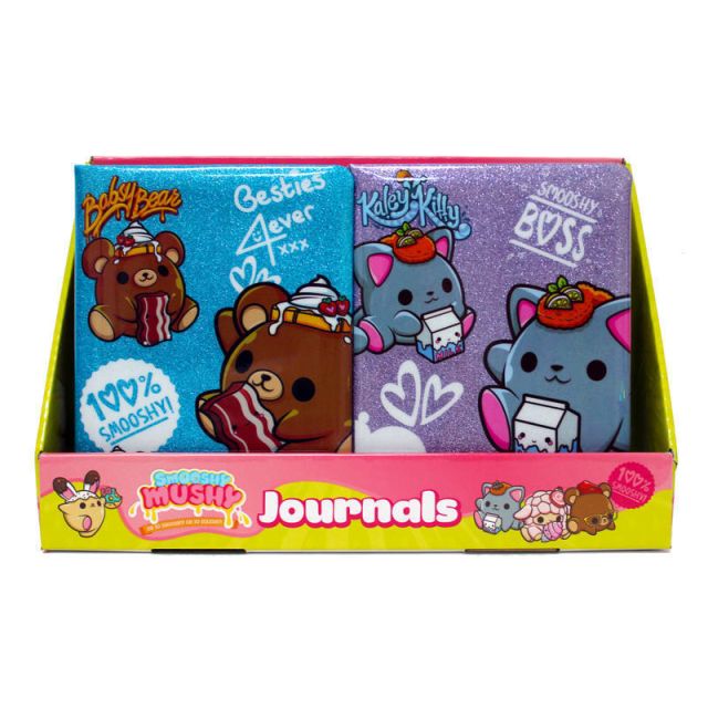 Inkology Glitter Smooshy Mushy Journals, 5-7/8in x 8-1/4in, College Ruled, 64 Pages (128 Sheets), Assorted Designs, Pack Of 8 Journals MPN:982-5PDQ