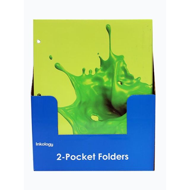 Inkology 2-Pocket Portfolios, Nickelodeon Slime, 9-1/2in x 11-3/4in, Assorted Designs, Pack Of 24 Folders (Min Order Qty 2) MPN:547-6PDQ