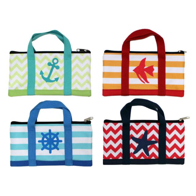 Inkology Beach Bag Pencil Pouches, 8-3/4in x 4-3/4in, Assorted Colors, Pack Of 8 Pouches (Min Order Qty 2) MPN:453-0