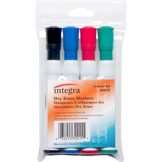 Integra Chisel Point Dry-erase Markers - Chisel Marker Point Style - Assorted - 4 / Set (Min Order Qty 10) MPN:30015