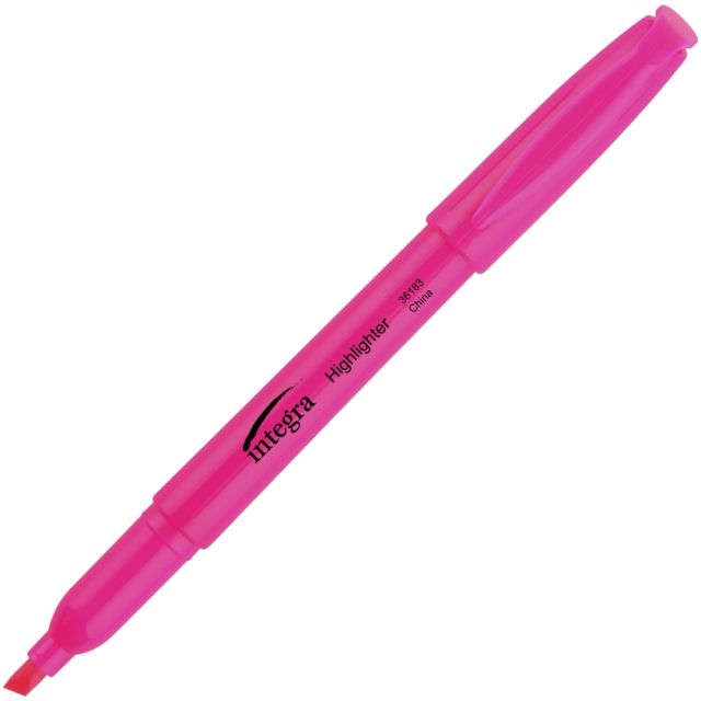 Integra Pen Style Fluorescent Highlighters - Chisel Marker Point Style - Fluorescent Pink - 12 / Dozen (Min Order Qty 9) MPN:36183