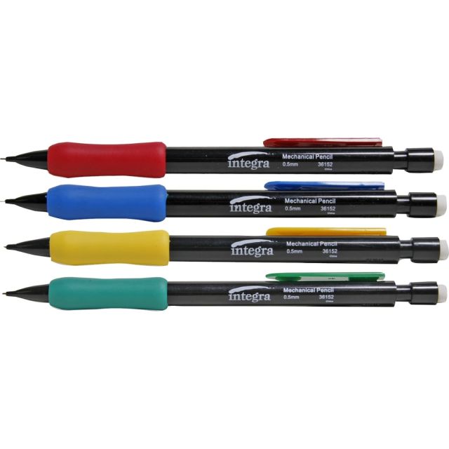 Integra Grip Mechanical Pencils - 0.5 mm Lead Diameter - Refillable - Assorted Barrel - 1 Dozen (Min Order Qty 9) MPN:36152