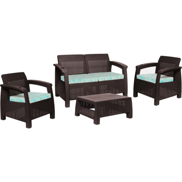 Inval MQ FERRARA 4-Piece Comfort Furniture Set, Espresso/Turquoise MPN:437-WEN