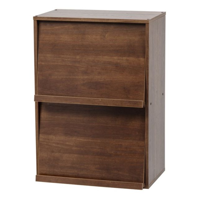 IRIS Wood Shelf With Pocket Doors, 2-Tier, Brown MPN:596329