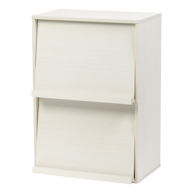 IRIS Wood Shelf With Pocket Doors, 2-Tier, Off White MPN:596330