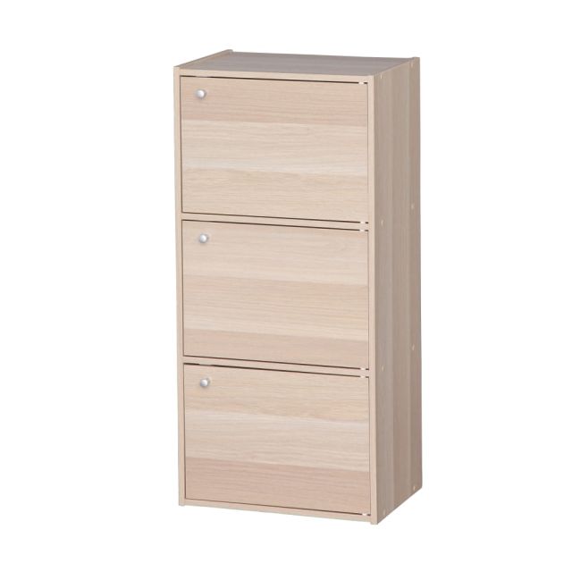 IRIS 35inH 3-Door Storage Shelf, Light Brown MPN:596214