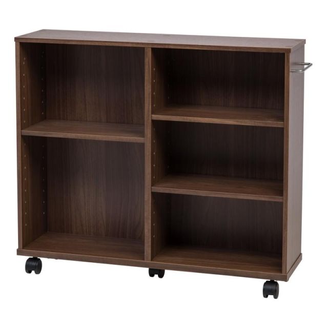 IRIS 26inH 5-Shelf Wide Rolling Shelf, Dark Brown (Min Order Qty 2) 596741 Bookcases & Standing Shelves