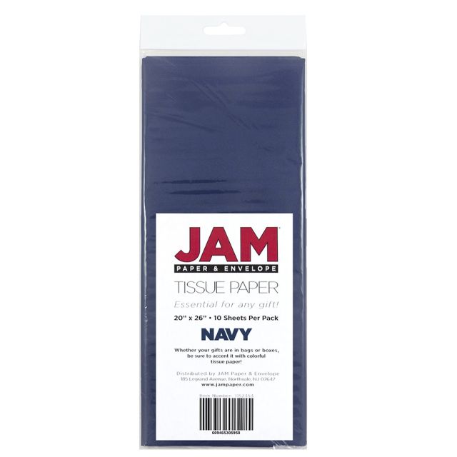 JAM Paper Tissue Paper, 26inH x 20inW x 1/8inD, Navy Blue, Pack Of 10 Sheets (Min Order Qty 8) MPN:1152353