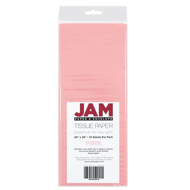 JAM Paper Tissue Paper, 26inH x 20inW x 1/8inD, Pink, Pack Of 10 Sheets (Min Order Qty 9) MPN:1152360