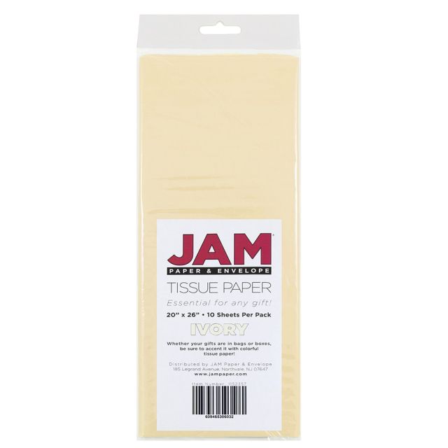 JAM Paper Tissue Paper, 26inH x 20inW x 1/8inD, Ivory, Pack Of 10 Sheets (Min Order Qty 9) MPN:1155677