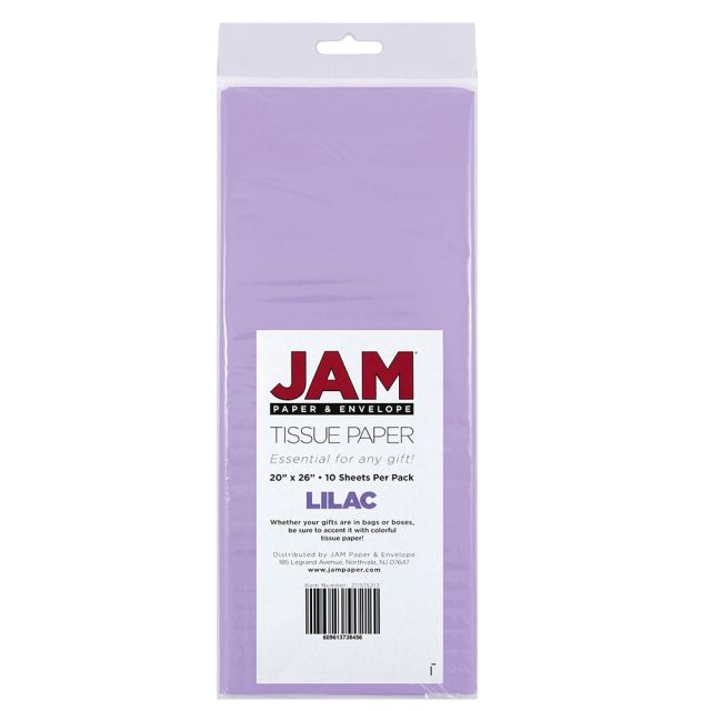 JAM Paper Tissue Paper, 26inH x 20inW x 1/8inD, Lilac, Pack Of 10 Sheets (Min Order Qty 9) MPN:211515213