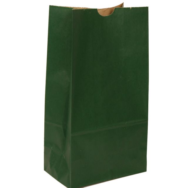 JAM Paper Medium Kraft Lunch Bags, 9-3/4inH x 5inW x 3inD, Dark Green, Pack Of 500 Bags MPN:691KRDKGR