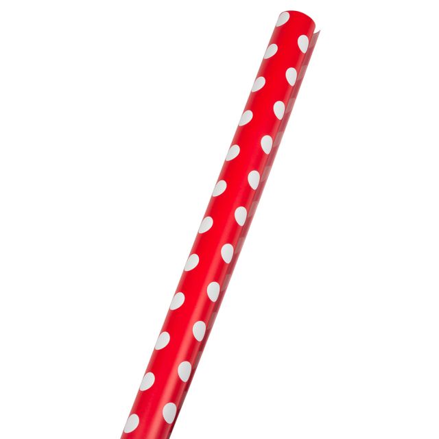 JAM Paper Wrapping Paper, Polka Dot, 25 Sq Ft, Red with White Dots (Min Order Qty 4) MPN:226431180OD