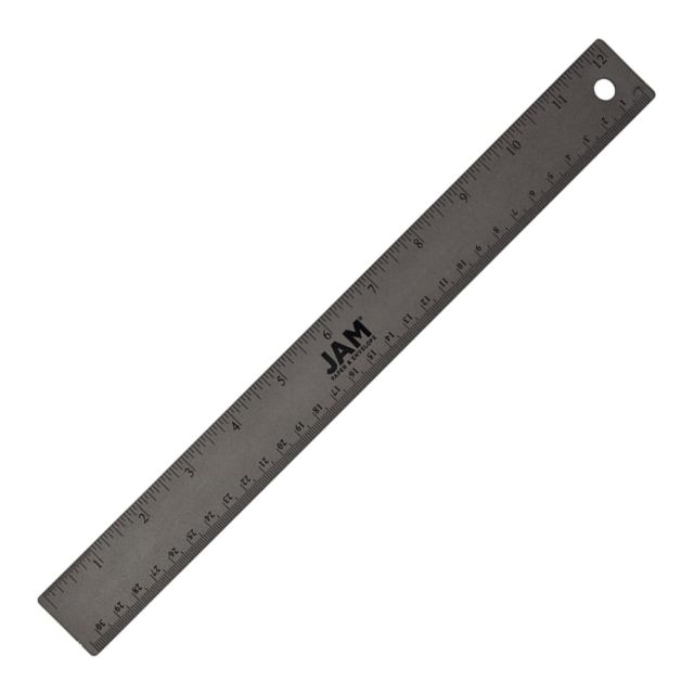 JAM Paper Non-Skid Stainless-Steel Ruler, 12in, Gray (Min Order Qty 3) MPN:347M12GYOD