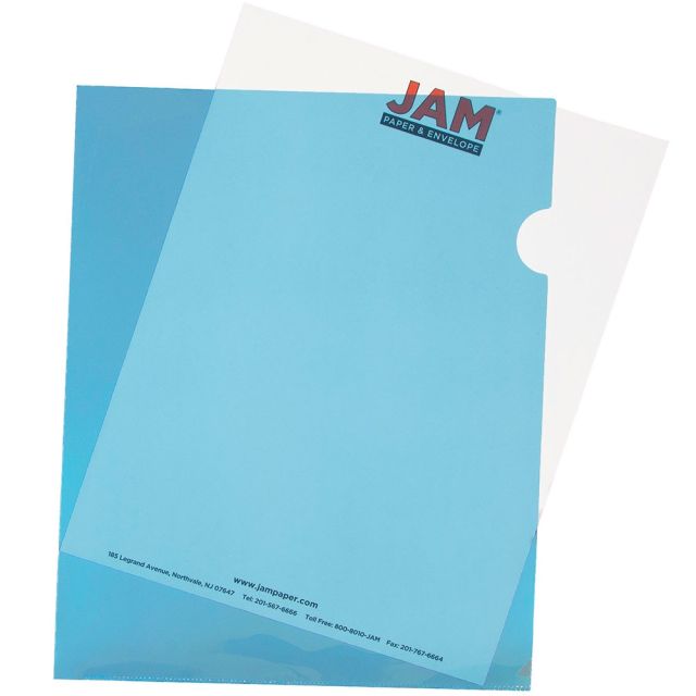 JAM Paper Plastic Sleeves, 9in x 11 1/2in, 1in Capacity, Blue, Pack Of 12 (Min Order Qty 7) MPN:2226316987