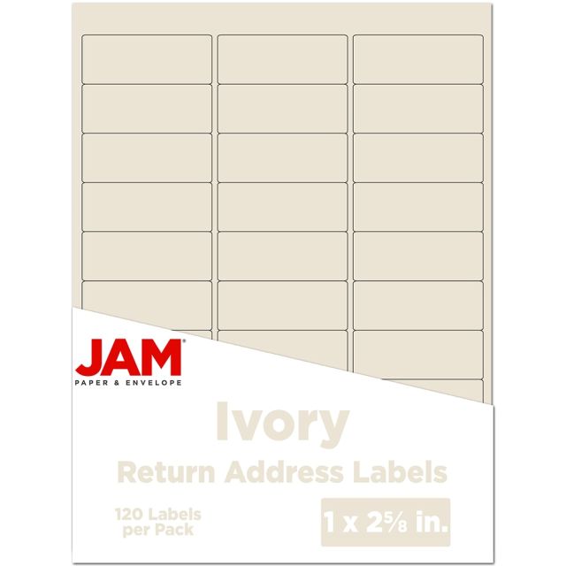 JAM Paper Mailing Address Labels, Rectangle, 2 5/8in x 1in, Ivory, Pack Of 120 (Min Order Qty 6) MPN:17966071
