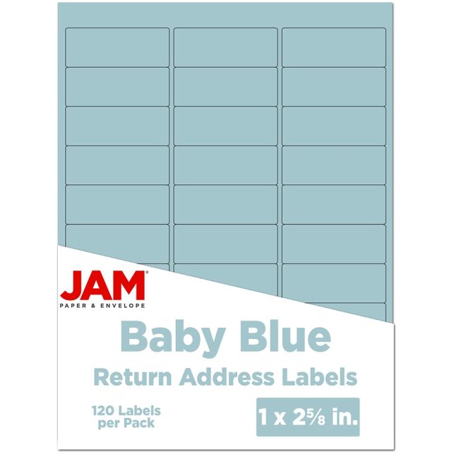 JAM Paper Mailing Address Labels, Rectangle, 2 5/8in x 1in, Baby Blue, Pack Of 120 (Min Order Qty 6) MPN:4052894